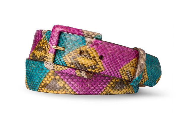 Python Belt with Covered Buckle - Women's accessory