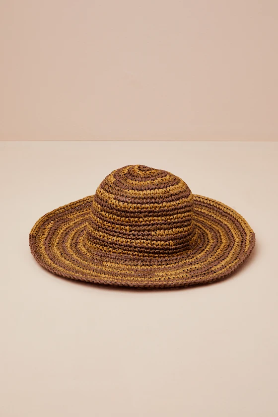 Paper Crochet Brown Space Dye Sun Hat - Summer accessory